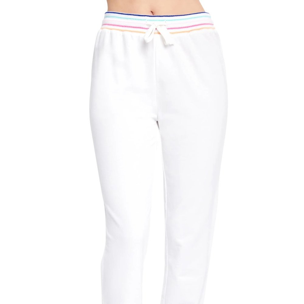 Sundown By Splendid Playa Joggers White Rainbow‎ Waistband NWT Size XS 4653